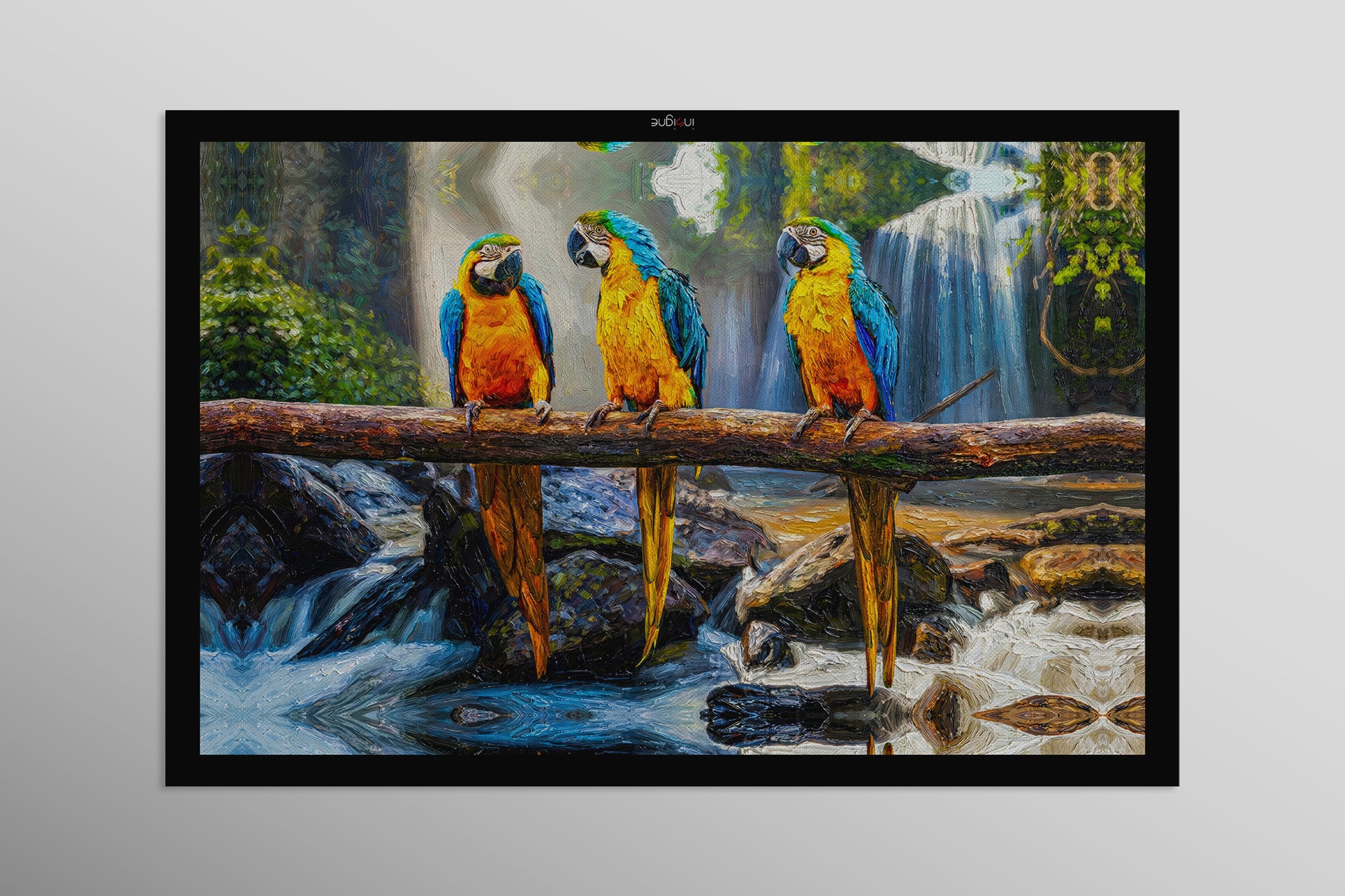 Tropical Trio Haven — 3D Haptic Embossed High-Gloss Luxury Wall Art