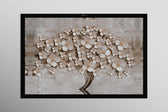 Ivory Floral Symphony — 3D Haptic Embossed High-Gloss Luxury Wall Art
