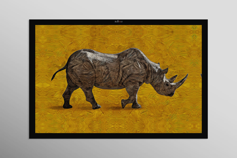 Golden Savannah Sentinel — 3D Haptic Embossed High-Gloss Luxury Wall Art