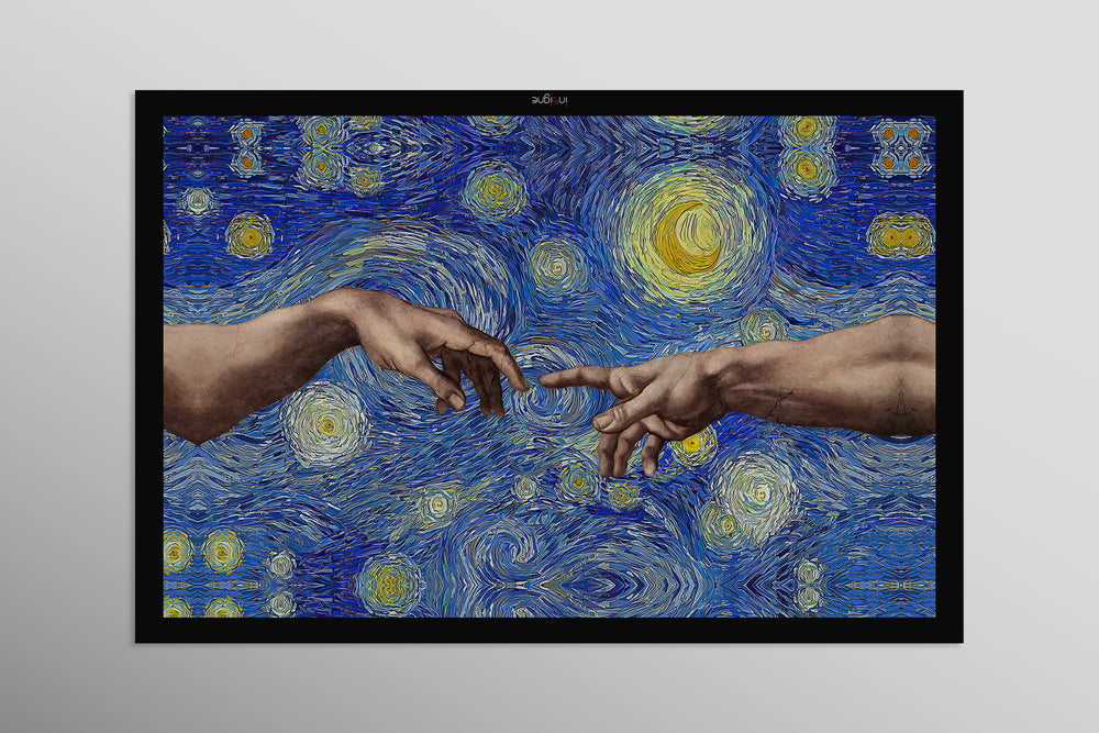 Celestial Touch of Creation — 3D Haptic Embossed High-Gloss Luxury Wall Art