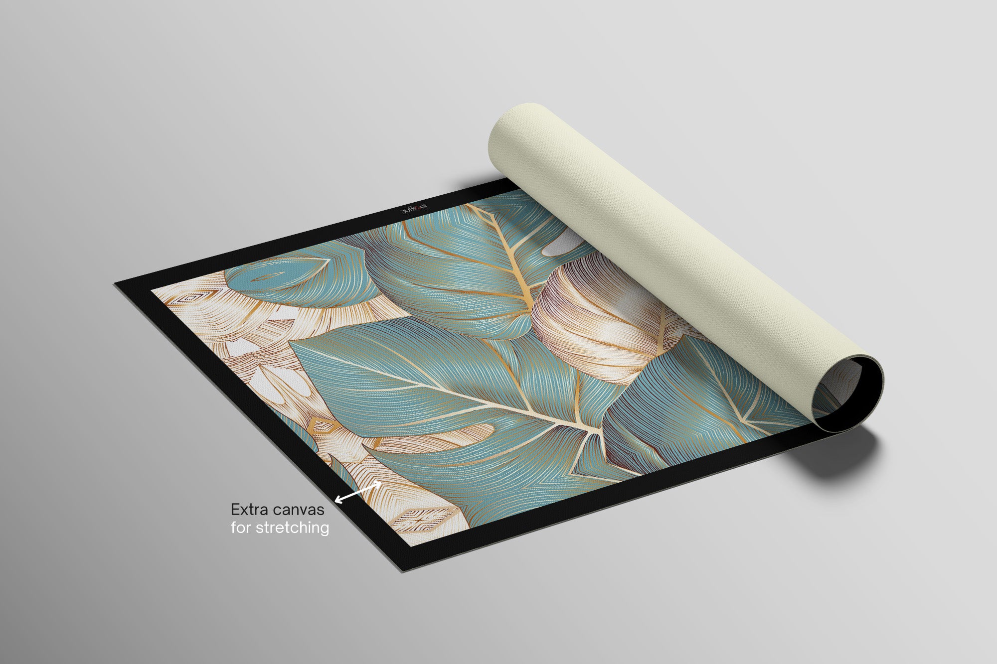 Azure Gilded Monstera — 3D Haptic Embossed High-Gloss Luxury Wall Art