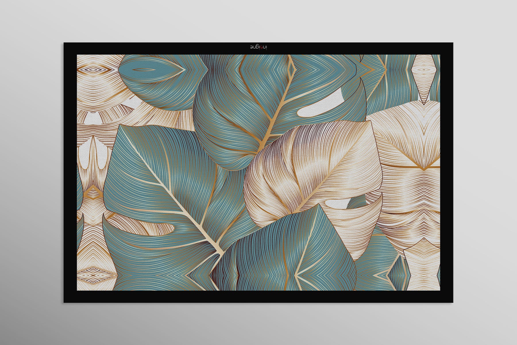 Azure Gilded Monstera — 3D Haptic Embossed High-Gloss Luxury Wall Art