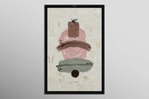 Mocha & Rose Abstract Stack — 3D Haptic Embossed High-Gloss Luxury Wall Art