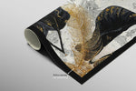 Gilded Leaf & Feather Reverie — 3D Haptic Embossed High-Gloss Luxury Wall Art