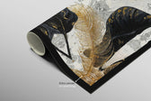 Gilded Leaf & Feather Reverie — 3D Haptic Embossed High-Gloss Luxury Wall Art