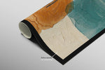 Ochre & Teal Linear Harmony — 3D Haptic Embossed High-Gloss Luxury Wall Art
