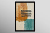 Ochre & Teal Linear Harmony — 3D Haptic Embossed High-Gloss Luxury Wall Art
