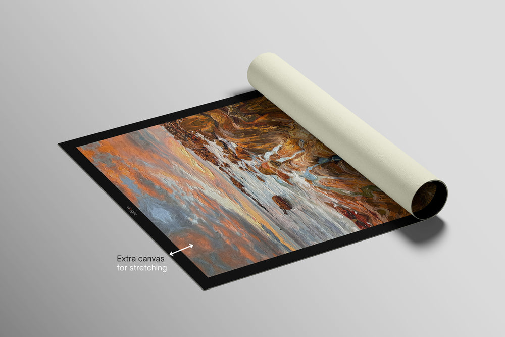 Amber Coastline Reverie — 3D Haptic Embossed High-Gloss Luxury Wall Art