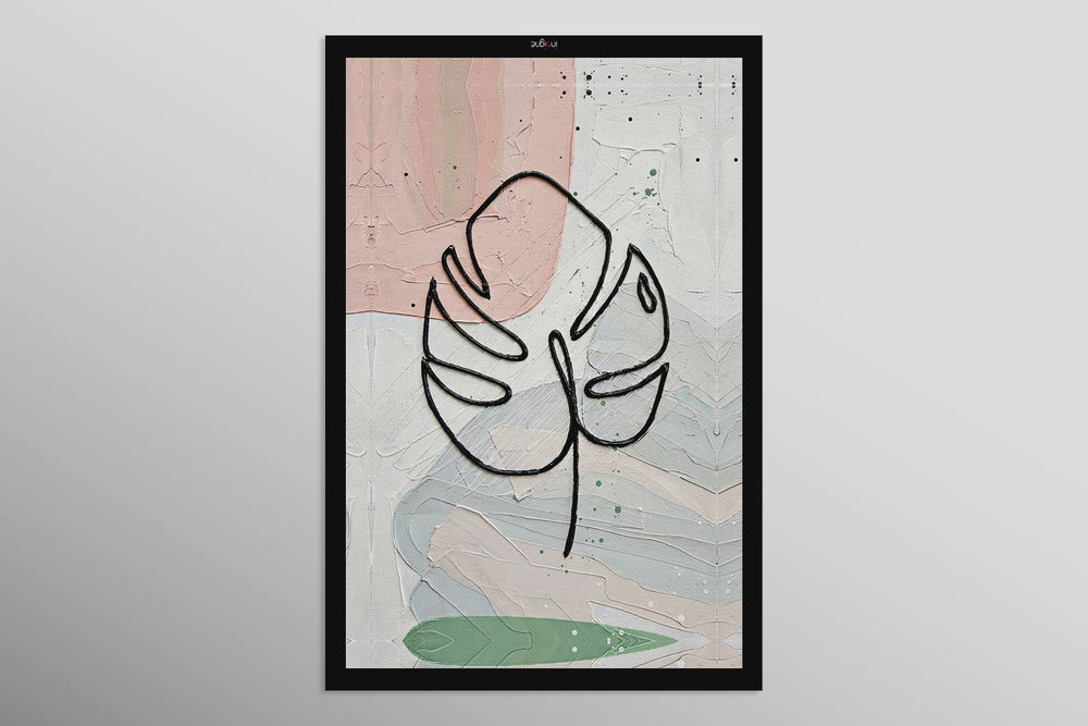 Pastell-Tropen-Silhouette — 3D-haptisch geprägtes Hochglanz-Luxus-Wandbild