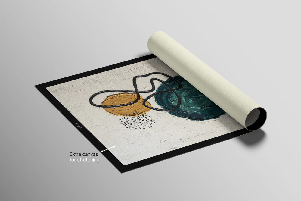 Teal & Ochre Abstract Loop — 3D Haptic Embossed High-Gloss Luxury Wall Art