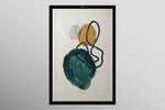 Teal & Ochre Abstract Loop — 3D Haptic Embossed High-Gloss Luxury Wall Art