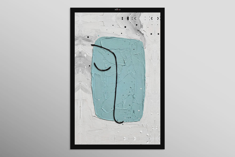 Tranquil Blue Visage — 3D Haptic Embossed High-Gloss Luxury Wall Art