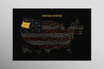 Oregon State Map — Haptic 3D Embossed Metal Wall Art rolled canvas preview D