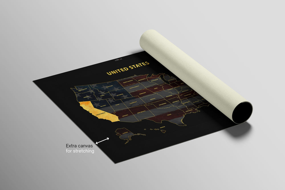 California State Map — Haptic 3D Embossed Metal Wall Art rolled canvas preview A