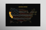 California State Map — Haptic 3D Embossed Metal Wall Art rolled canvas preview D