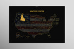 Idaho State Map — Haptic 3D Embossed Metal Wall Art rolled canvas preview D