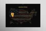 Nevada State Map — Haptic 3D Embossed Metal Wall Art rolled canvas preview D