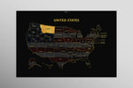 Montana State Map — Haptic 3D Embossed Metal Wall Art rolled canvas preview D