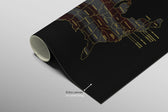Wyoming State Map — Haptic 3D Embossed Metal Wall Art rolled canvas preview B