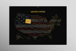 Wyoming State Map — Haptic 3D Embossed Metal Wall Art rolled canvas preview D
