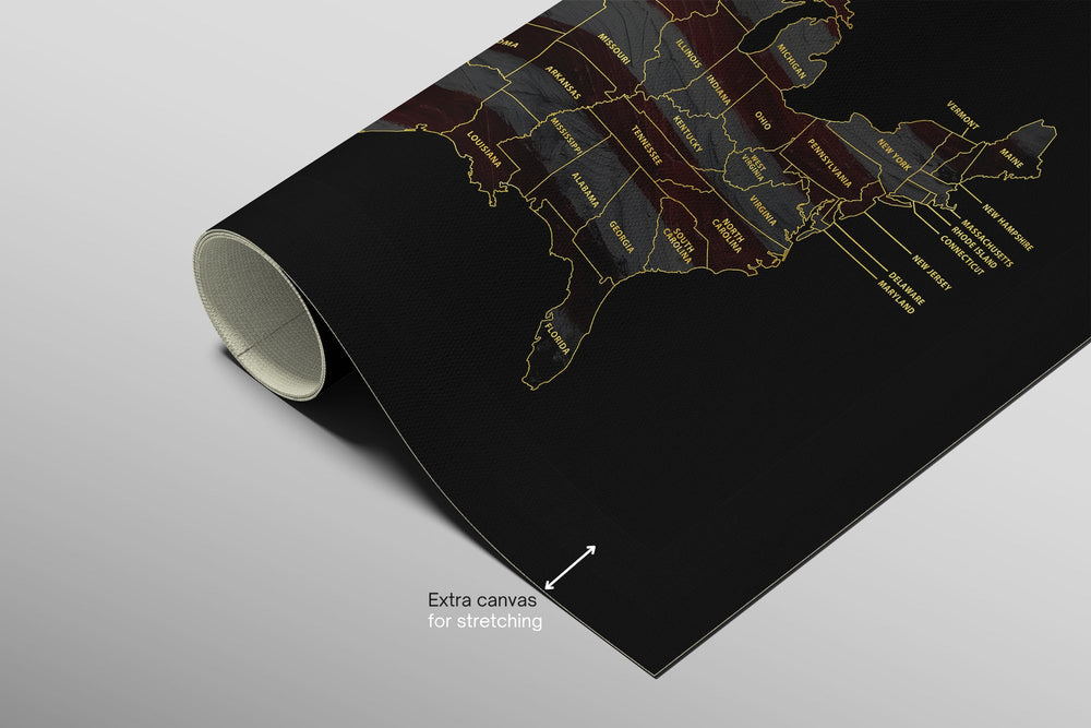 Hawaii State Map — Haptic 3D Embossed Metal Wall Art rolled canvas preview B