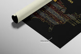 North Dakota State Map — Haptic 3D Embossed Metal Wall Art rolled canvas preview C