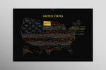 North Dakota State Map — Haptic 3D Embossed Metal Wall Art rolled canvas preview D