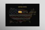 South Dakota State Map — Haptic 3D Embossed Metal Wall Art rolled canvas preview D