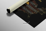 Nebraska State Map — Haptic 3D Embossed Metal Wall Art rolled canvas preview C