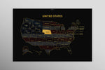 Nebraska State Map — Haptic 3D Embossed Metal Wall Art rolled canvas preview D