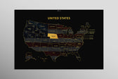 Nebraska State Map — Haptic 3D Embossed Metal Wall Art rolled canvas preview D