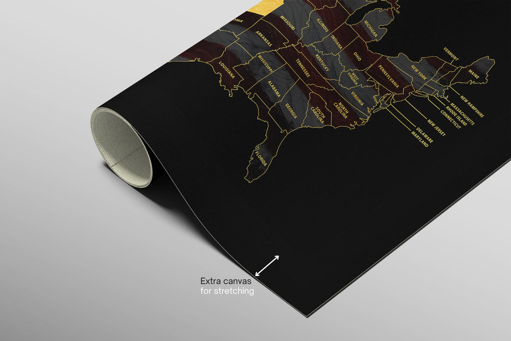 Kansas State Map — Haptic 3D Embossed Metal Wall Art rolled canvas preview B