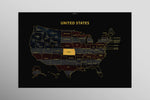 Kansas State Map — Haptic 3D Embossed Metal Wall Art rolled canvas preview D
