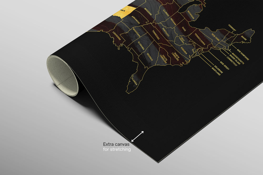 Oklahoma State Map — Haptic 3D Embossed Metal Wall Art rolled canvas preview B