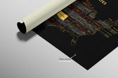 Oklahoma State Map — Haptic 3D Embossed Metal Wall Art rolled canvas preview C