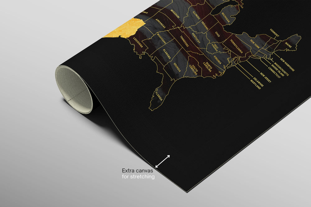 Texas State Map — Haptic 3D Embossed Metal Wall Art rolled canvas preview B