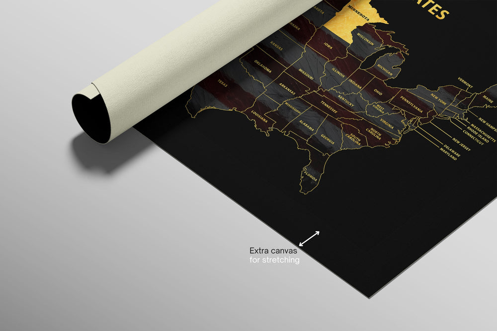 Minnesota State Map — Haptic 3D Embossed Metal Wall Art rolled canvas preview C