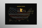 Minnesota State Map — Haptic 3D Embossed Metal Wall Art rolled canvas preview D