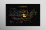 Missouri State Map — Haptic 3D Embossed Metal Wall Art rolled canvas preview D