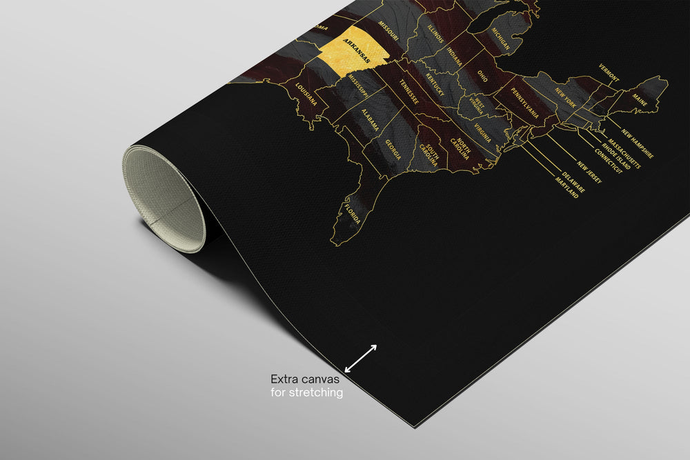Arkansas State Map — Haptic 3D Embossed Metal Wall Art rolled canvas preview B