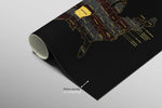 Arkansas State Map — Haptic 3D Embossed Metal Wall Art rolled canvas preview B
