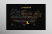 Louisiana State Map — Haptic 3D Embossed Metal Wall Art rolled canvas preview D