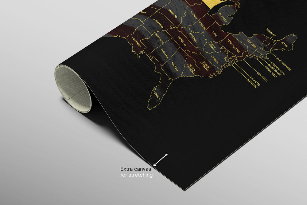 Wisconsin State Map — Haptic 3D Embossed Metal Wall Art rolled canvas preview B