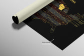 Wisconsin State Map — Haptic 3D Embossed Metal Wall Art rolled canvas preview C