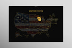 Wisconsin State Map — Haptic 3D Embossed Metal Wall Art rolled canvas preview D