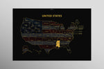Mississippi State Map — Haptic 3D Embossed Metal Wall Art rolled canvas preview D