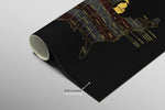 Michigan State Map — Haptic 3D Embossed Metal Wall Art rolled canvas preview B