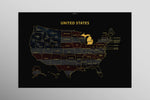 Michigan State Map — Haptic 3D Embossed Metal Wall Art rolled canvas preview D