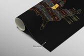 Indiana State Map — Haptic 3D Embossed Metal Wall Art rolled canvas preview B