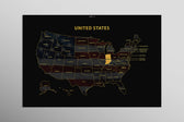 Indiana State Map — Haptic 3D Embossed Metal Wall Art rolled canvas preview D